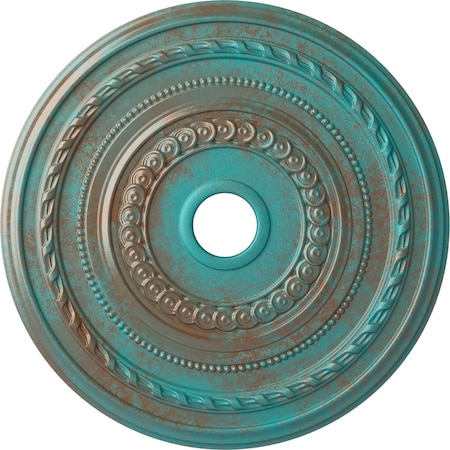 Ekena Millwork Cole Ceiling Medallion (Canopies up to 9 1/8"), 25 3/8"OD x 3 3/8"ID x 1 3/8"P, Copper Green Patina CM25COCGS